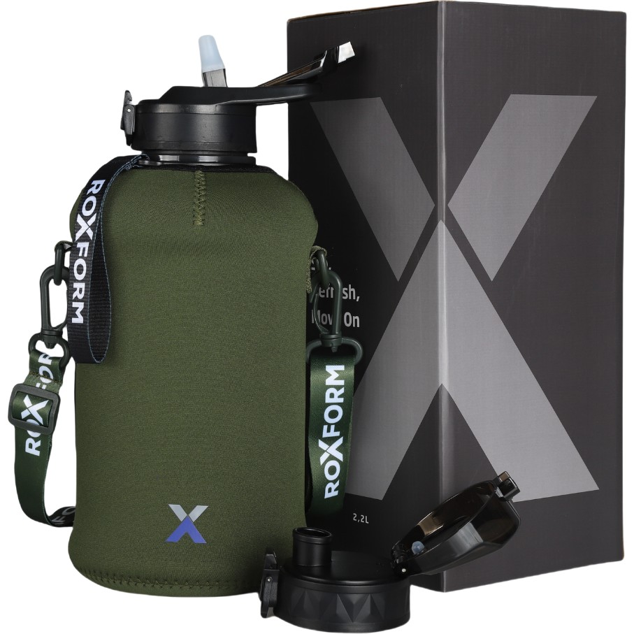 Roxform Suluk Matara 2200 Ml, Premium Pp Malzeme, Sağlıklı Bpa & Bps Içermez, Kılıflı, Çift Kapaklı, Koku Yapmaz, Sızdırmaz ve Dayanıklı, Haki Kılı... Diğer Fiyatı