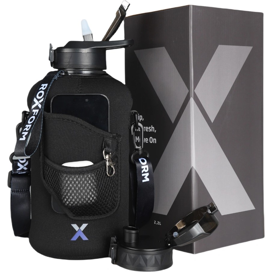 Roxform Suluk Matara 2200 Ml, Premium Pp Malzeme, Sağlıklı Bpa & Bps Içermez, Kılıflı, Çift Kapaklı, Koku Yapmaz, Sızdırmaz ve Dayanıklı, Siyah Cep... Diğer Fiyatı