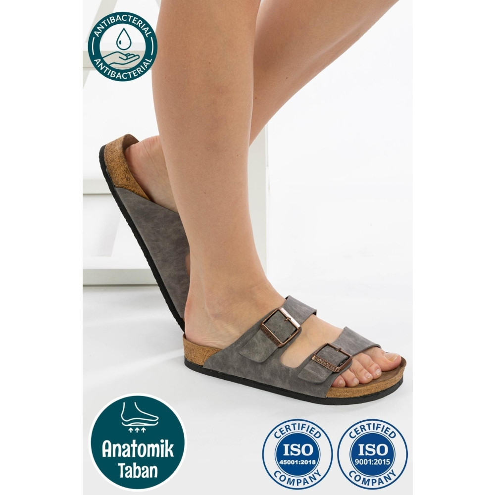 Roy Jones Unisex Ortopedik Tabanlı Konfor Modeli Terlik Çift Bantlı Tokalı Günlük Rahat Dışarı Ev Içi Terliği 45 Beden Unisex Sandalet Fiyatı
