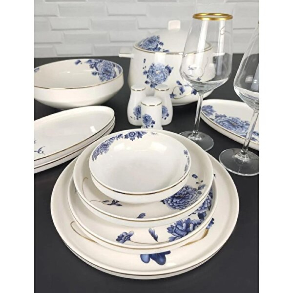 Roy King Blue Blanch 12 Kişilik 60 Parça Bone China Porselen Yemek Takımı DSN 042 Diğer Fiyatı