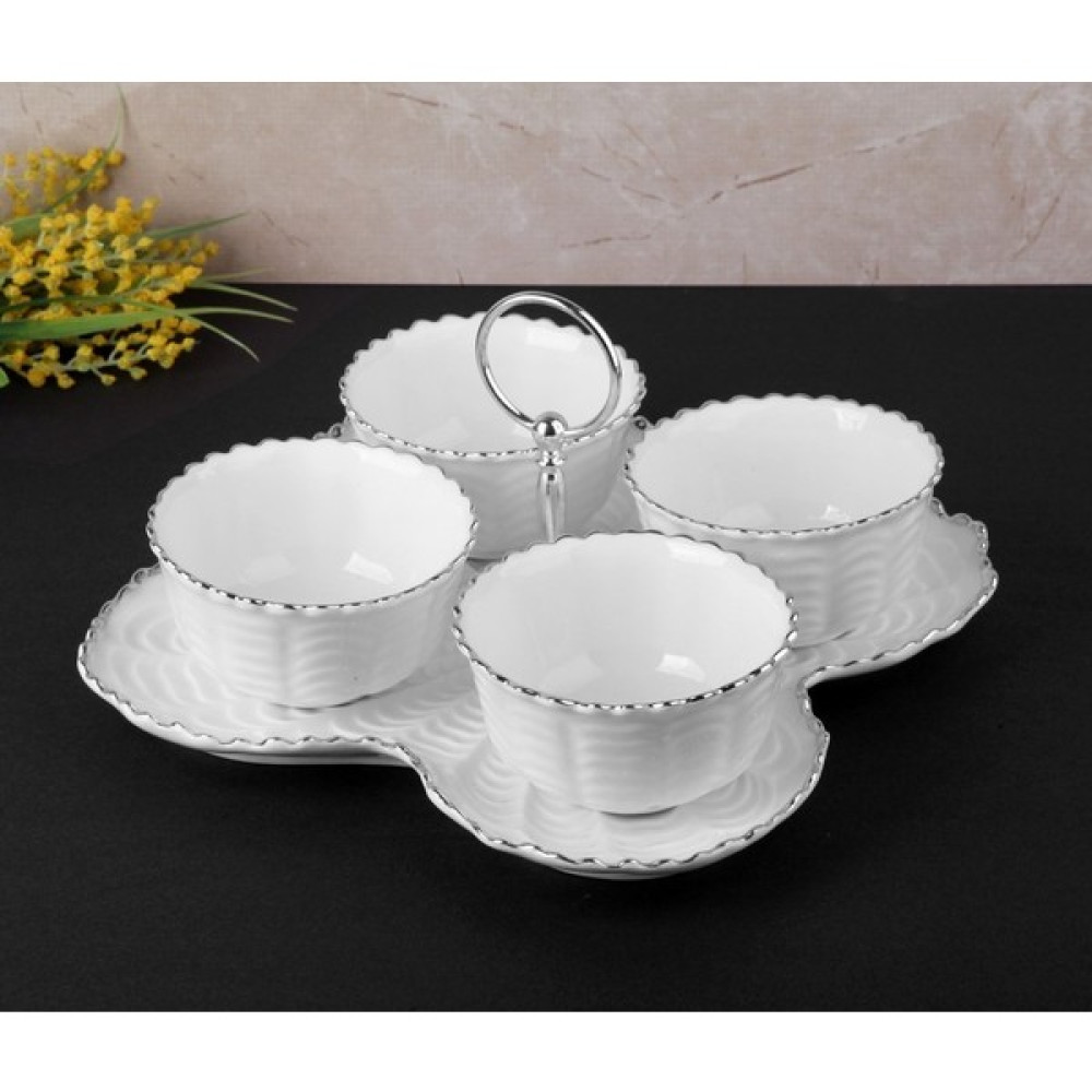 Roy King Shell Porselen 5 Parça Servis Seti 25 cm Silver Mutfak Gereçleri Fiyatı