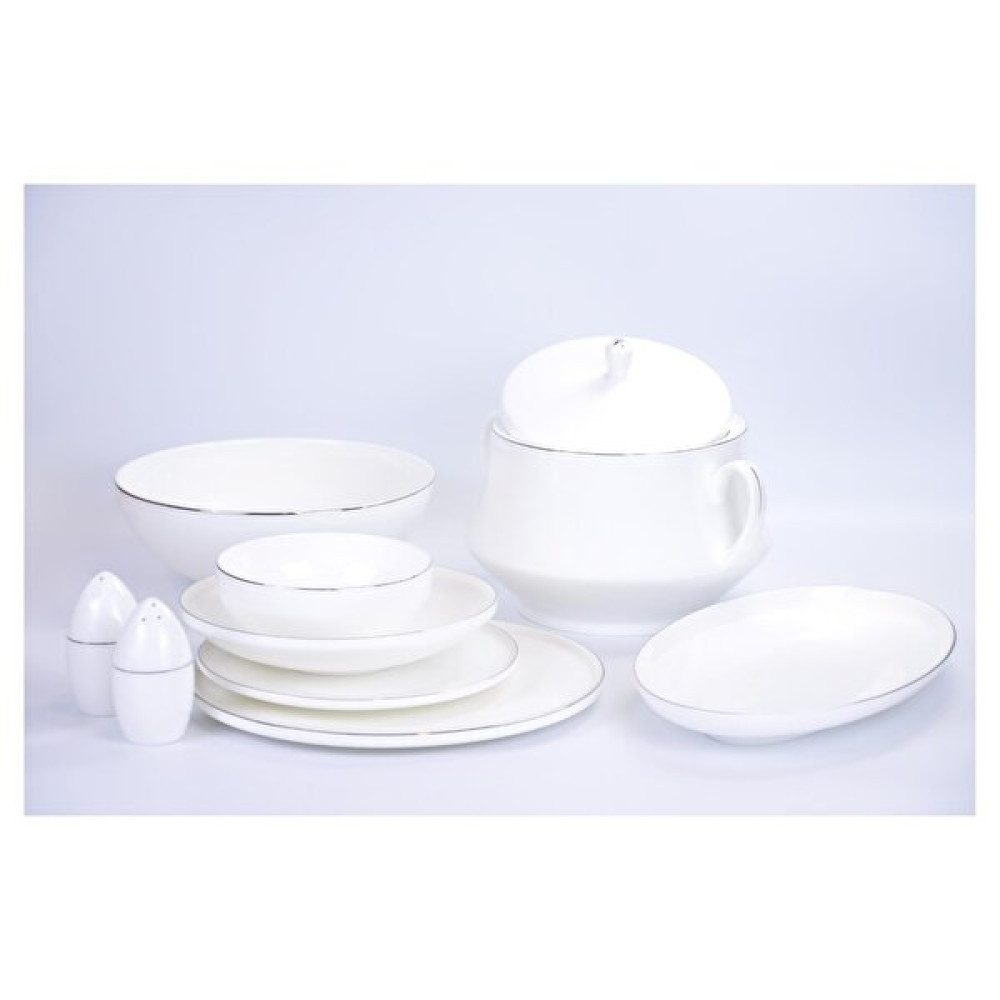 Roy King Silver Thin 55 Parça 12 Kişilik Bone China Porselen Yemek Takımı Dsn049 Elektrikli Mutfak Aletleri Çeyiz Setleri Fiyatı