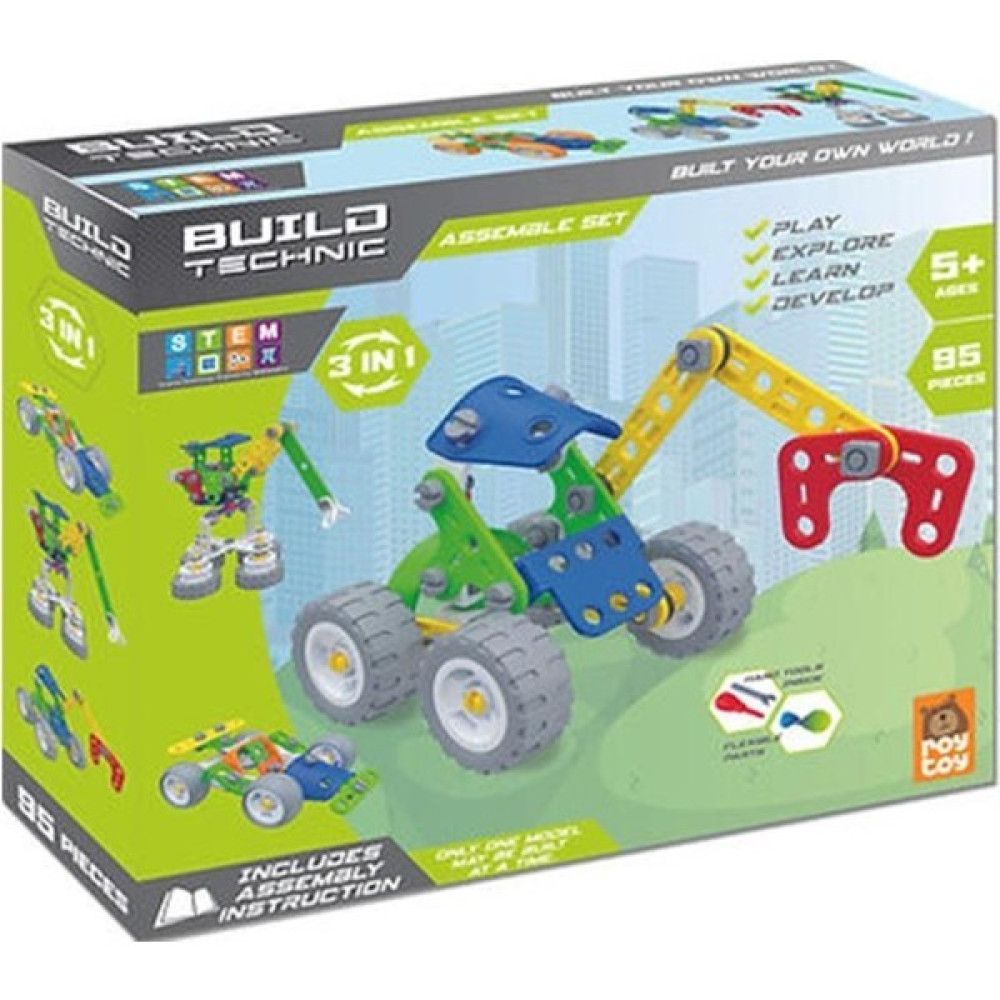 Roy Toy Sök Tak Araçlar 95 Parça 3 Araç 1 Kutuda (Makaslı Vinç - Go Kart - Taşıyıcı) Kendin Yap Oyun Seti 3+ Yaş Üzeri Çocuklar Için Legolar ( Yapım Oyuncakları ) Fiyatı
