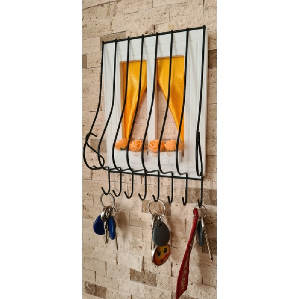 Royal Hediyelik 21X16CM Dekoratif Ahşap Pencere Modelli, Çiçek Saksılı, Uğur Böcekli, Duvar Anahtarlığı - Turuncu Eşya Saklama / Düzenleme Fiyatı