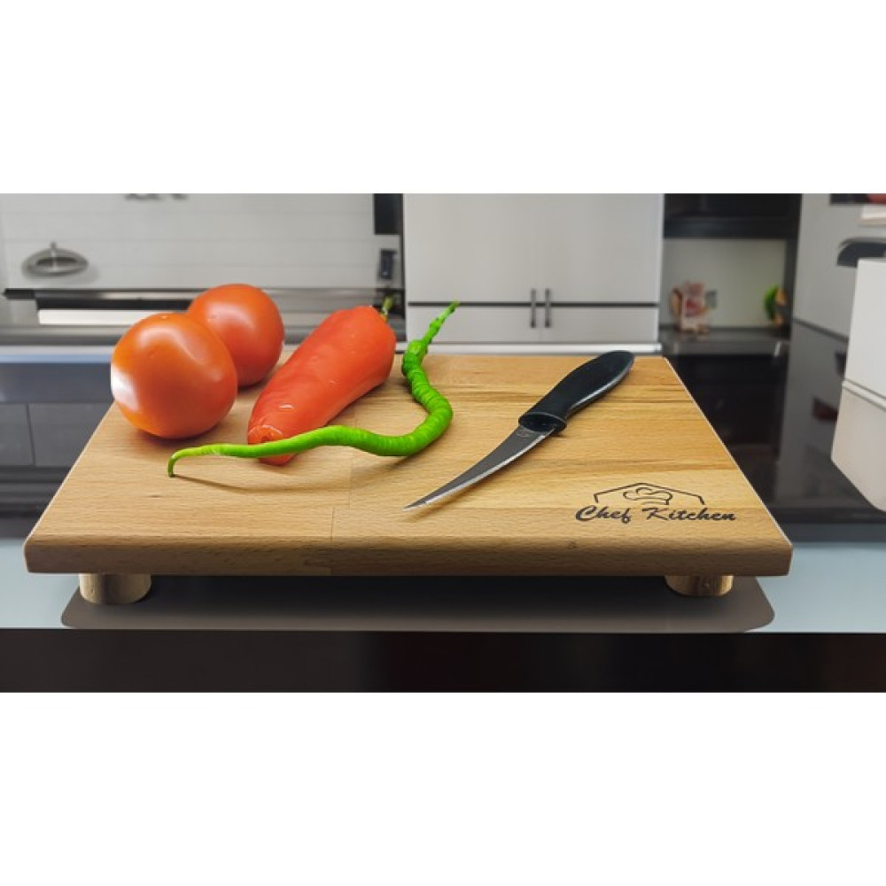 Royal Hediyelik 30X20CM Sebze, Meyve Doğrama, Sunum, Servis Tahtası Chef Kitchen Yazılı 4 Ayaklı - 30 x 20 cm Kesme Tahtaları / Kesim Tablaları Fiyatı