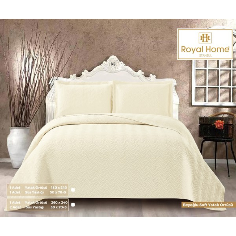 Royal Home Beyoğlu Soft Tek Kişilik Yatak Örtüsü Seti 2 Parça Krem - 180 x 240 cm Yatak Örtüsü Fiyatı