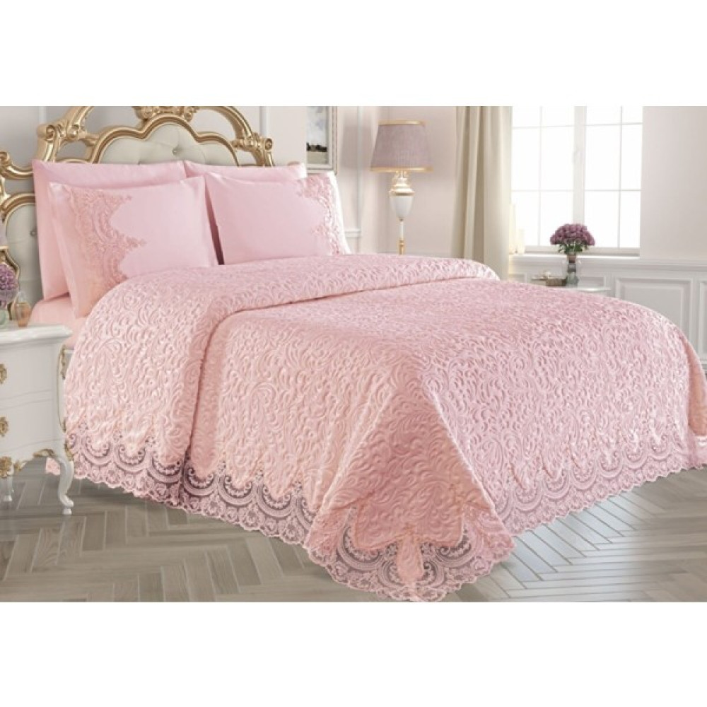 Royal Home Ebru Pudra 6 Parça Fransız Battaniye Takımı Royal Home - 230 x 250 cm Battaniye Fiyatı
