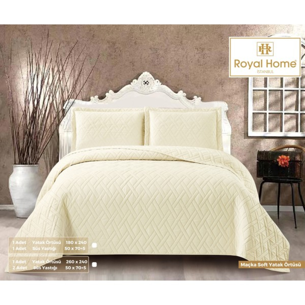 Royal Home Maçka Soft Tek Kişilik Yatak Örtüsü Seti 2 Parça Krem - 180 x 240 cm Yatak Örtüsü Fiyatı