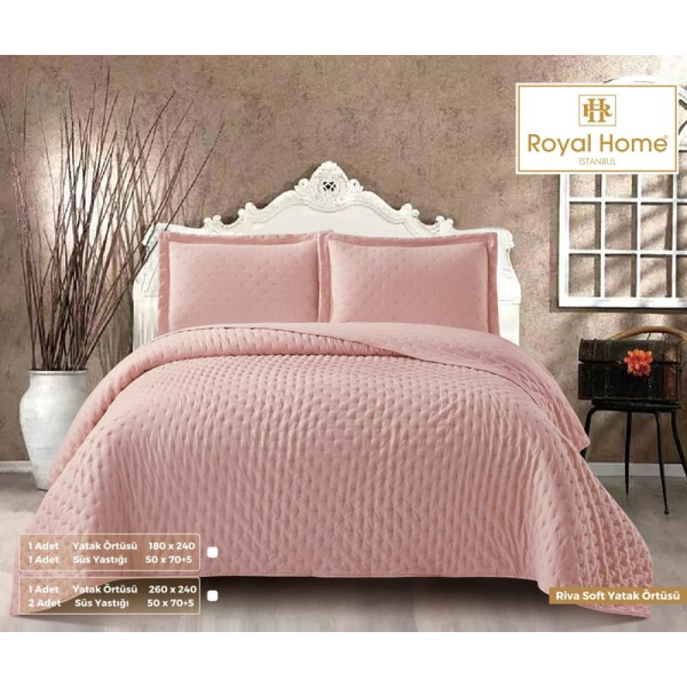Royal Home Riva Soft Tek Kişilik Yatak Örtüsü Seti 2 Parça Pudra - 180 x 240 cm Yatak Örtüsü Fiyatı