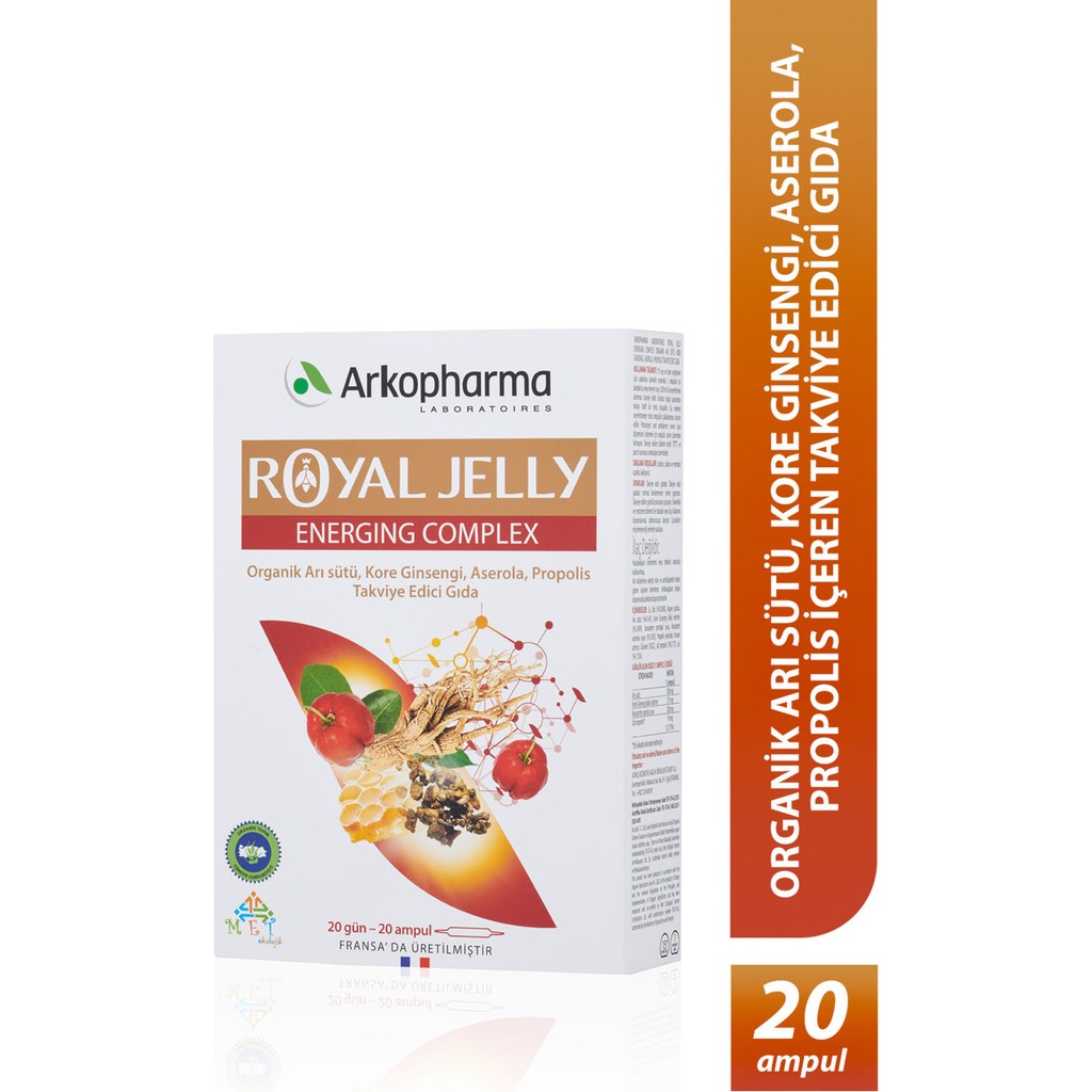 Royal Jelly Energing Complex - Arı Sütü, Propolis, Kore Ginsengi ve Aserola Içeren Takviye Edici Gıda 20 Ampül - 20 Adet Diğer Fiyatı