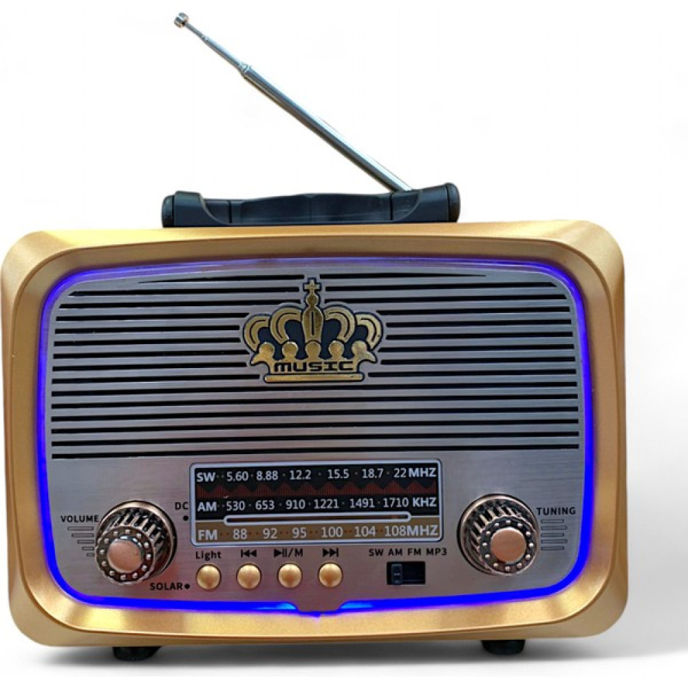 Royal Trend Nostaljik Radyo, LED Detay Güneş Panelli Eskitme Nostalji Radyo(Bluetooth Özellikli) - Koyu Kahverengi Alarmlı Saatler & Radyolar Fiyatı