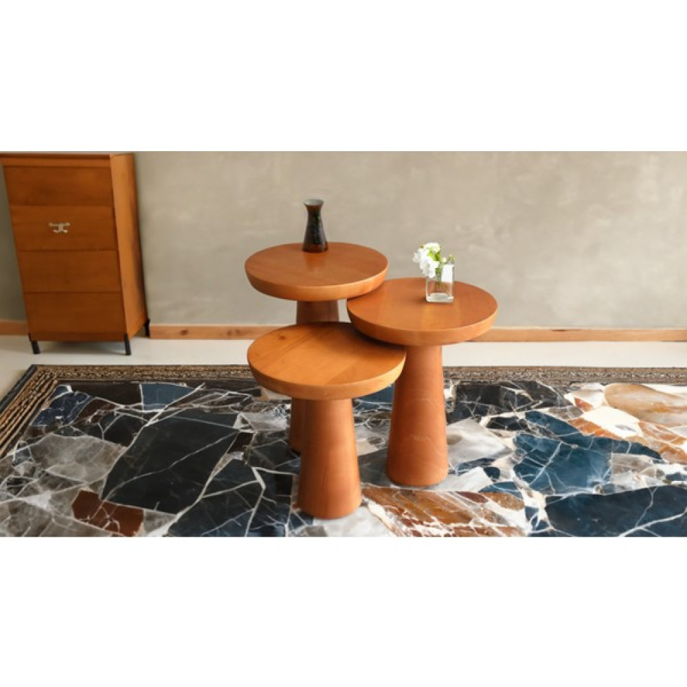 Royal Wood Store Mantar Sehpa Ceviz 3'lü Set Yan Sehpa Fiyatı