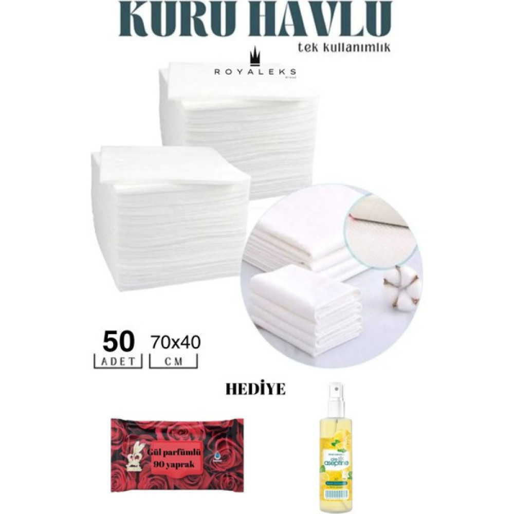 Royaleks 50 Adet Tek Kullanımlık Havlu Hasta Bakım Bebek Bakım Manikür Pedikür Havlusu Hediyeli Kağıt Havlu Fiyatı