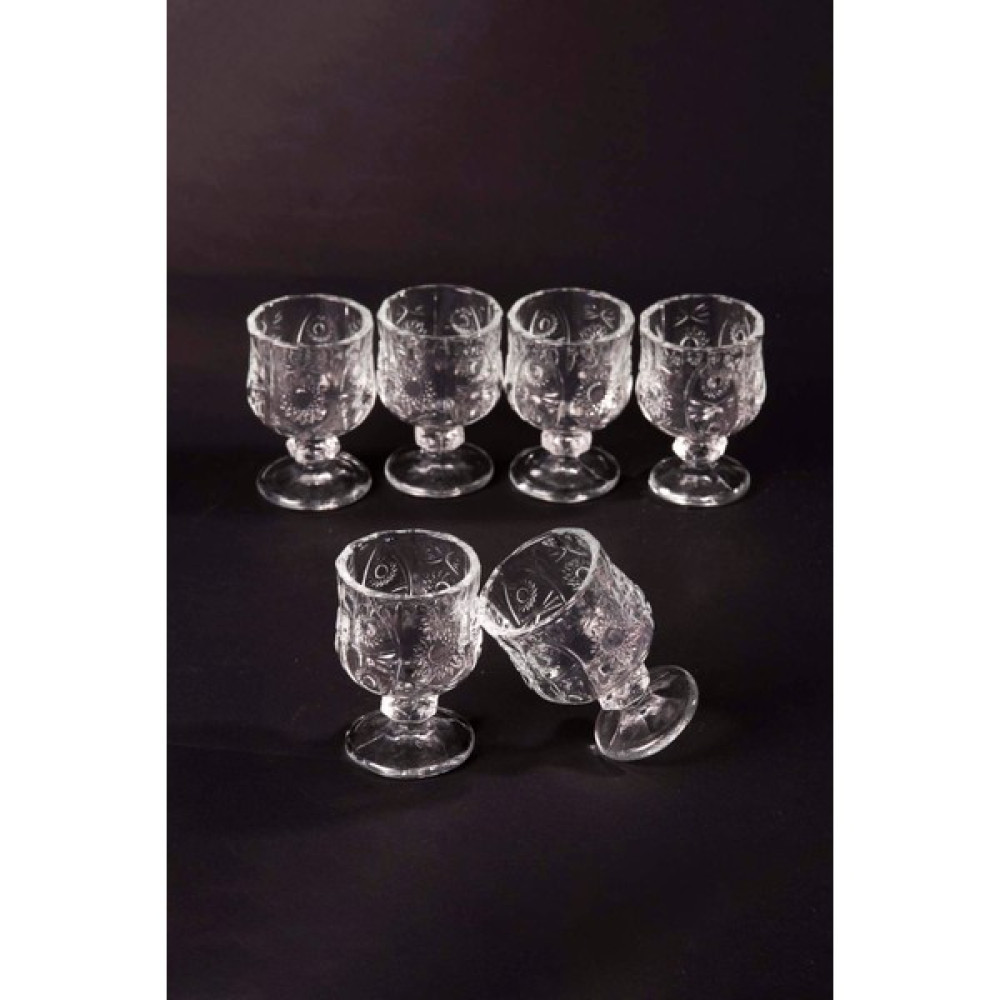 Royaleks Ayaklı Kahve Yanı Bardağı Kristal Kesim Shot Bardak 7 x 4 cm 6'lı Fincan / Bardak / Kahve Takımı Fiyatı