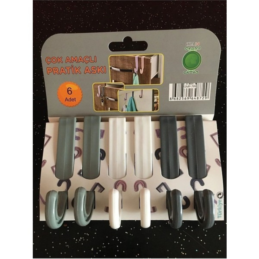 Royaleks Havlupan Askılık 6lı Bornoz Askılığı Çamaşır Havlupan Askı Aparatı - Renkli - 9 cm Banyo Askılık Fiyatı