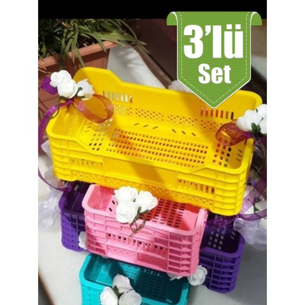 Royaleks Kasa Sepet 3 Lü Set Çok Amaçlı Mini Plastik Organizer Mutfak Düzenleyiciler 17X10X6 cm Sepet Fiyatı