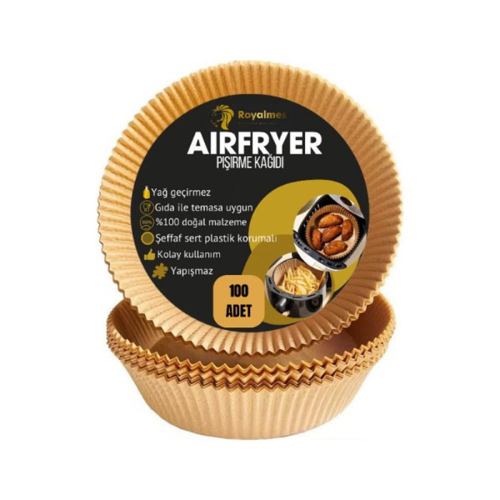 Royalmes 100 Adet Airfryer Pişirme Kağıdı Sert Plastik Koruma Kabında Hava Fritözü Yağsız Kağıt - 16 CM (Küçük Boy) Pişirme Kağıdı Fiyatı