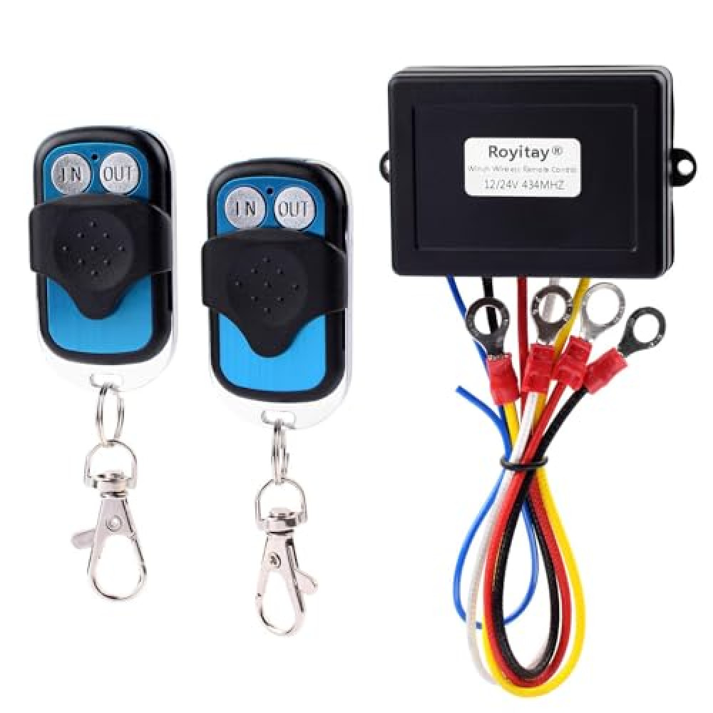 Royitay Wireless Winch Remote Control Kit for Car Truck Jeep ATV SUV 12V 24V Handset Recovery Winch Control Remote Electric Remote Control Waterproof Winch Wireless System