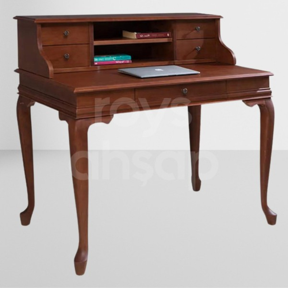 Roys Ahşap 5216 Ceviz 110 Cm Çekmeceli Lükens Raflı Ofis Çalışma Masası - Doğal Ahşap - 110 x 70 x 103 cm Çalışma Masası Fiyatı