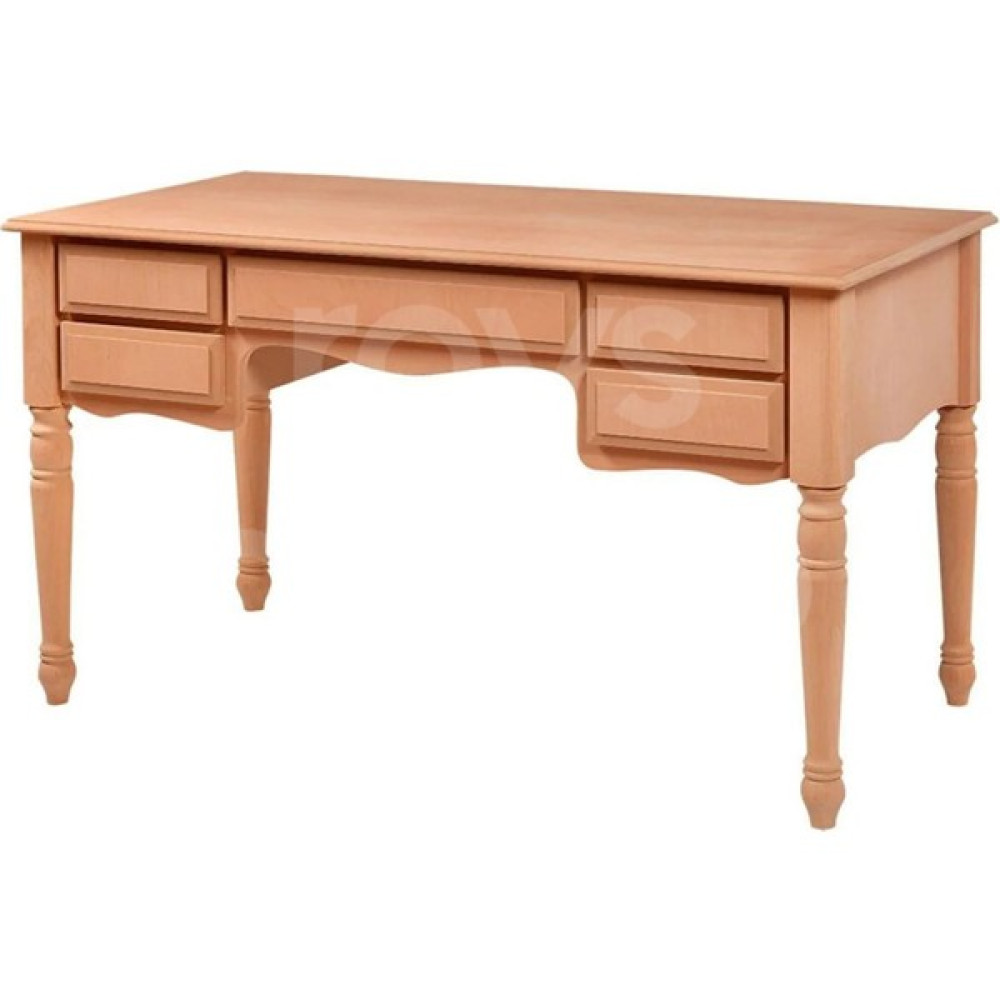 Roys Ahşap 5242 Masif Ham 140 Cm Beş Çekmeceli Tornalı Çalışma Masası - 140 x 70 - Kayın Çalışma Masası Fiyatı