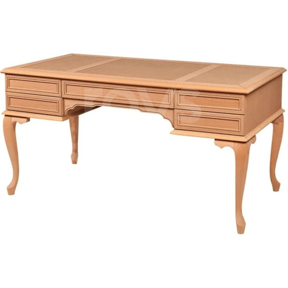 Roys Ahşap 5249 Masif Ham 160 Cm Lükens Çizgi Derili Çalışma Masası - Kayın - 160 x 75 Çalışma Masası Fiyatı