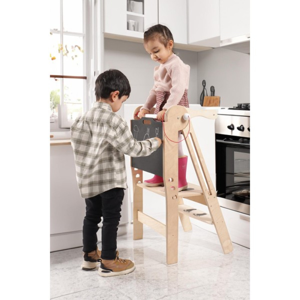 ROZİTOYS Ahşap Montessori Çocuk Katlanabilir Öğrenme Kulesi ve Aktivite Masası T3008 - Kahverengi Bebek Odası Tekstili Fiyatı