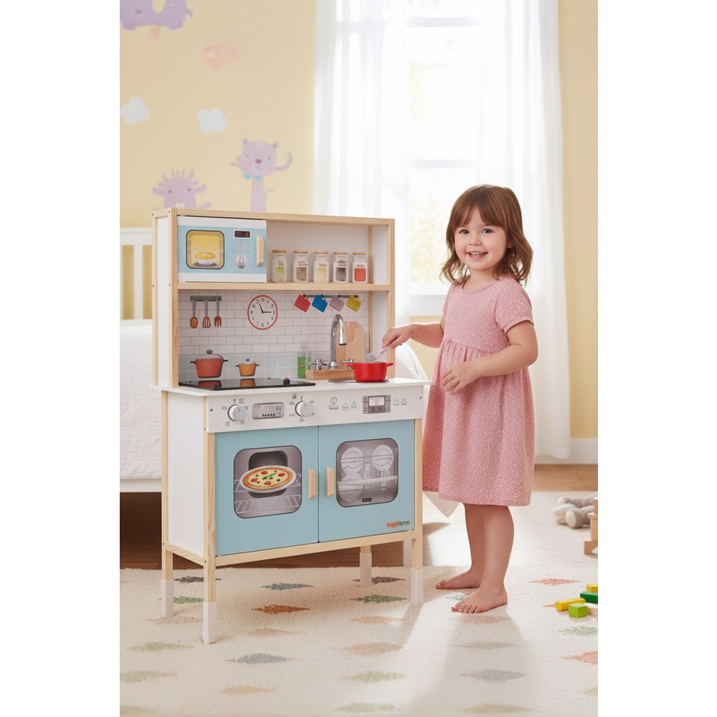 Rozitoys Ahşap Oyuncak Mutfak Montessori Led Ocaklı Mutfak, Çocuk Mutfağı, Hediye Halı DBG102 - Gri Anne Bebek Oyuncak Fiyatı