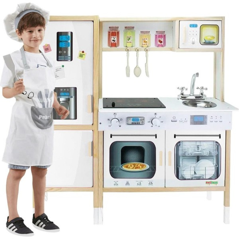 ROZİTOYS Beyaz Ahşap Ledli Çocuk Mutfağı Beyaz, Ahşap Mutfak Oyuncağı, Hediye Çocuk Halısı DBK103 Oyuncak Fiyatı