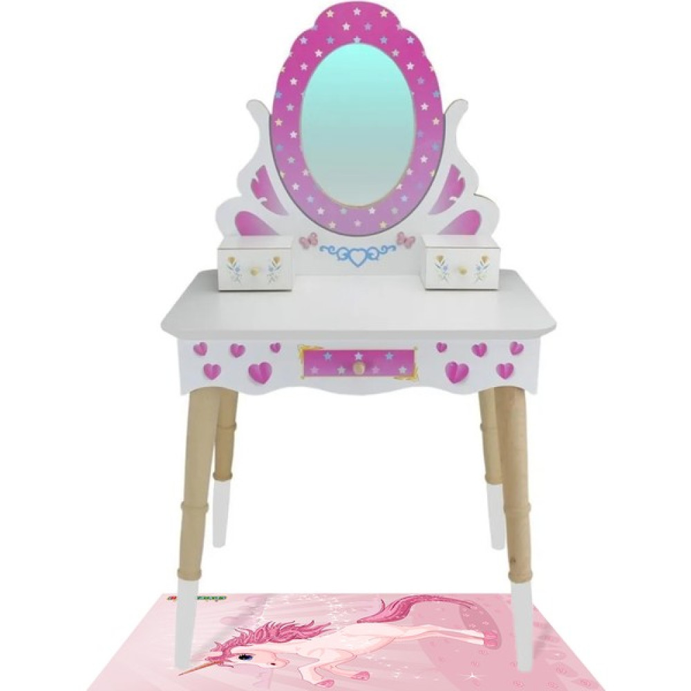 ROZİTOYS ÇG65 Ahşap Çocuk Makyaj Masası, Pembe Makyaj Masası Bebek Oyuncakları Fiyatı