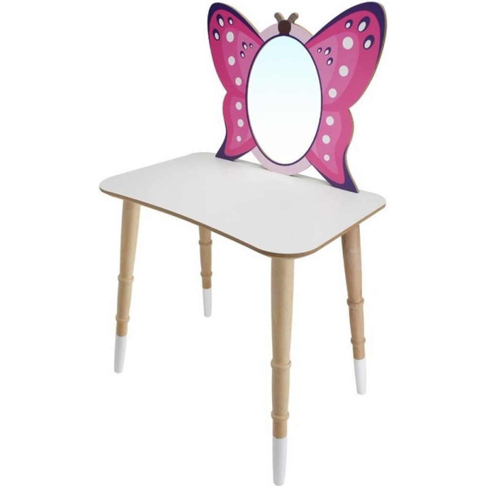 ROZİTOYS ÇG80 Ahşap Çocuk Kelebek Makyaj Masası - Pembe Bebek Oyuncakları Fiyatı