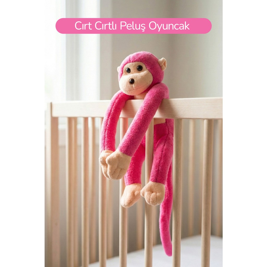 Rozitoys Elleri Yapışan Oyun ve Uyku Arkadaşı Peluş Maymun Fuşya Anne Bebek Oyuncak Fiyatı