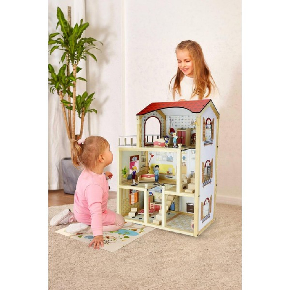ROZİTOYS EV18 Doğal Ağaç Çocuk Oyun Evi Demonte, Hediye Çocuk Halısı - Krem Bebek Oyuncakları Fiyatı