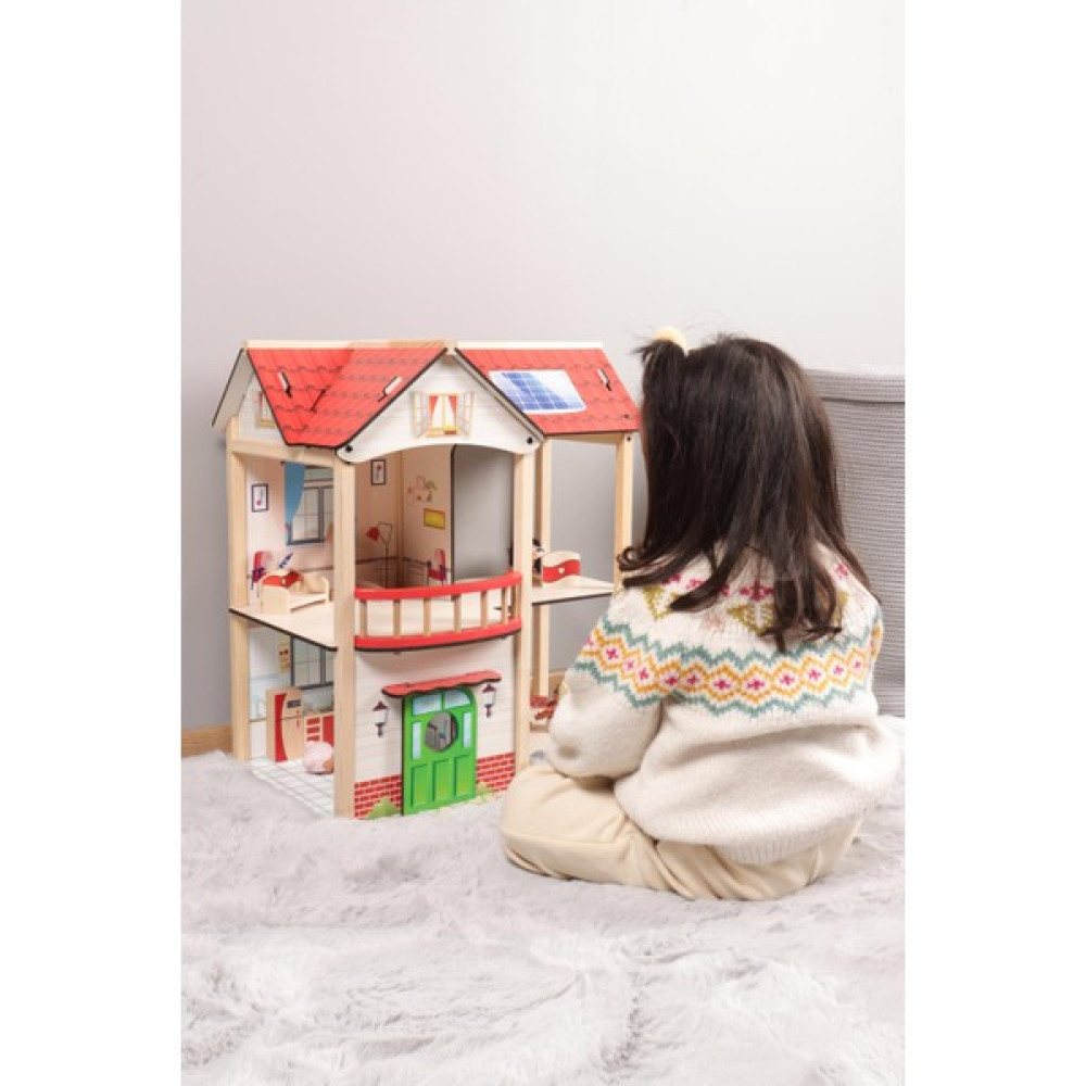 ROZİTOYS EV22 Doğal Ağaç Oyun Evi, Çocuk Oyun Evi - Kırmızı Bebek Oyuncakları Fiyatı