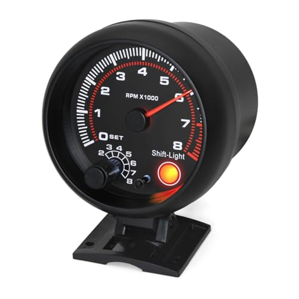 RPM Tachometer Gauge with Shift Light for Car 0-8000 RPM 3-3/4" 95mm Tach Autometer 12V Automotive Meter for 1-8 Cylinder Gasoline Engine
