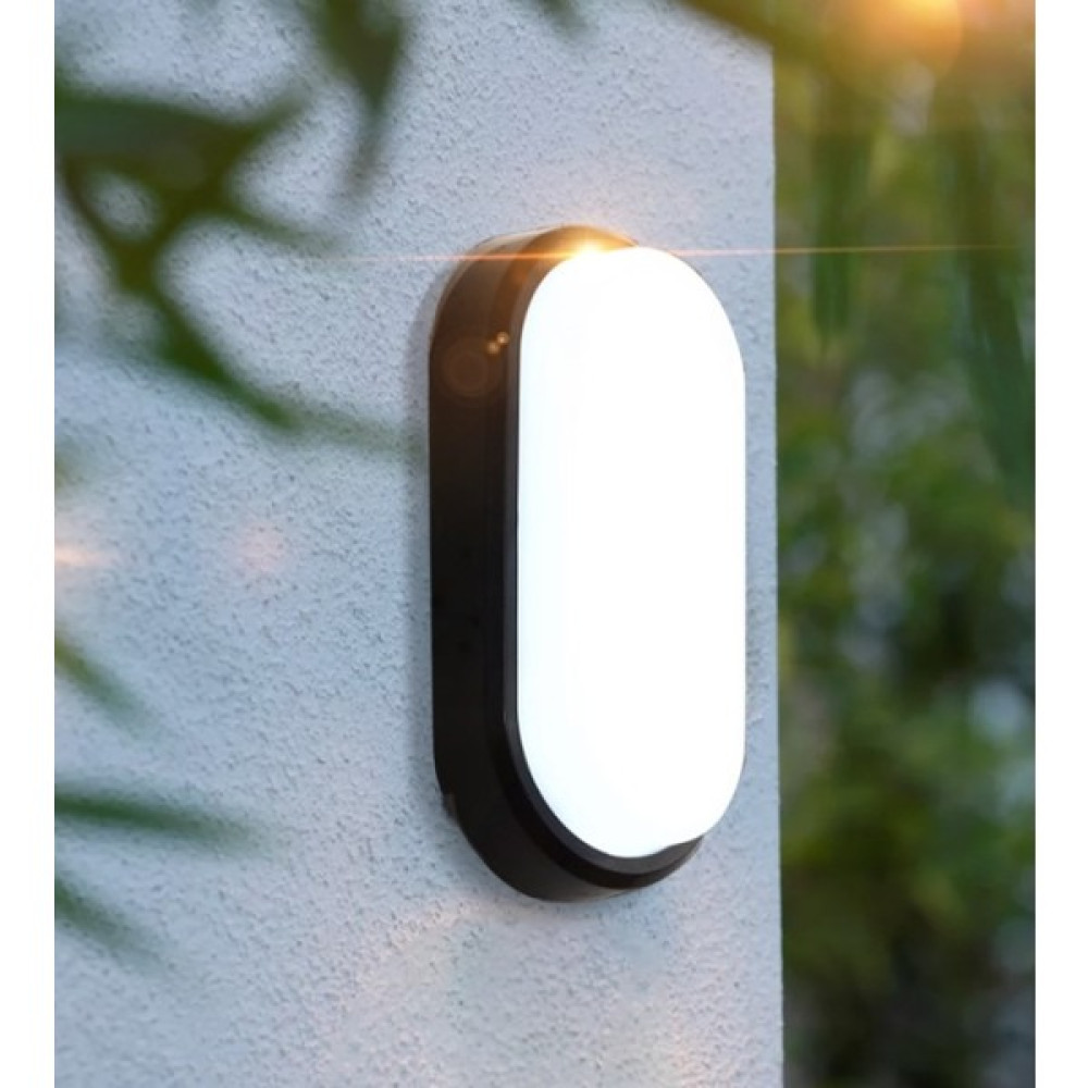 RRULTECH Su ve Nem Geçirmez 20W Siyah Kasa Beyaz Işık 6400K Oval Banyo Balkon Iç ve Dış Mekan Aydınlatma Aplikler Fiyatı