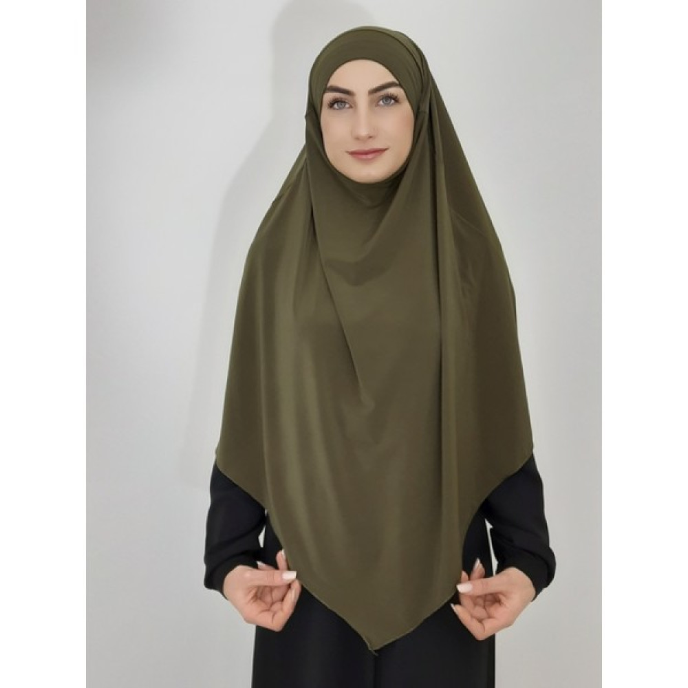 R&S Modibone Hazır Sufle Baglamalı Pratık Peceli Büyük Esarp Khimar Haki Renk Eşarp Fiyatı