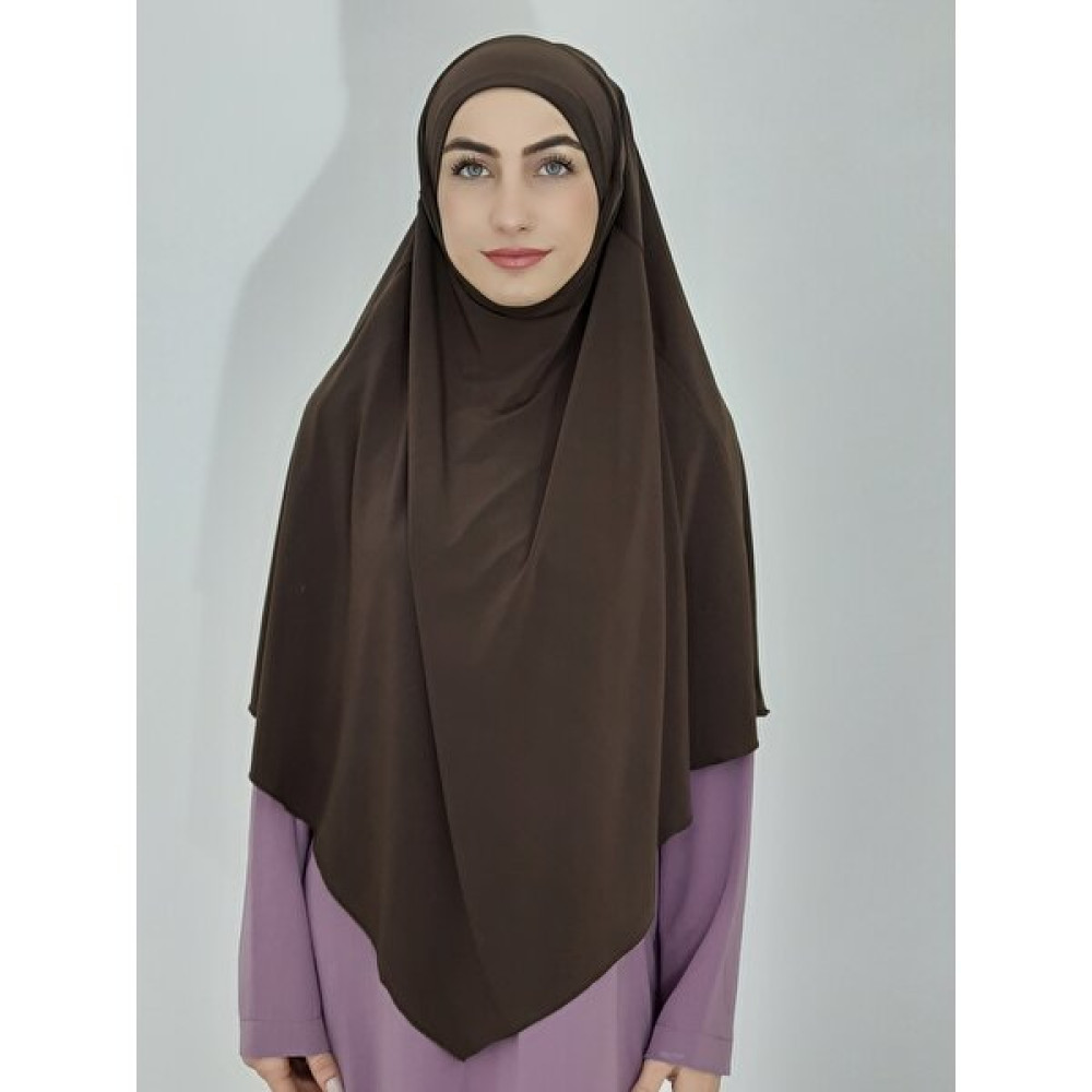 R&S Modibone Hazır Sufle Baglamalı Pratık Peceli Büyük Esarp Khimar Kahve Renk Eşarp Fiyatı