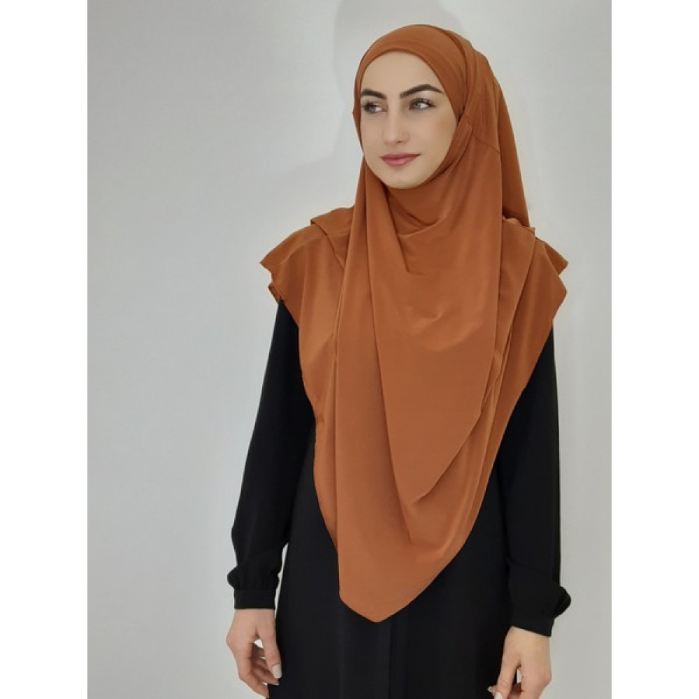 R&S Modibone Hazır Sufle Baglamalı Pratık Peceli Büyük Esarp Khimar Kiremit Renk Eşarp Fiyatı