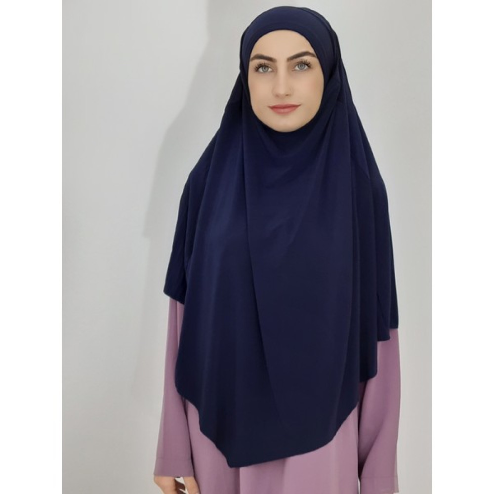 R&S Modibone Hazır Sufle Baglamalı Pratık Peceli Büyük Esarp Khimar Lacivert Renk Eşarp Fiyatı
