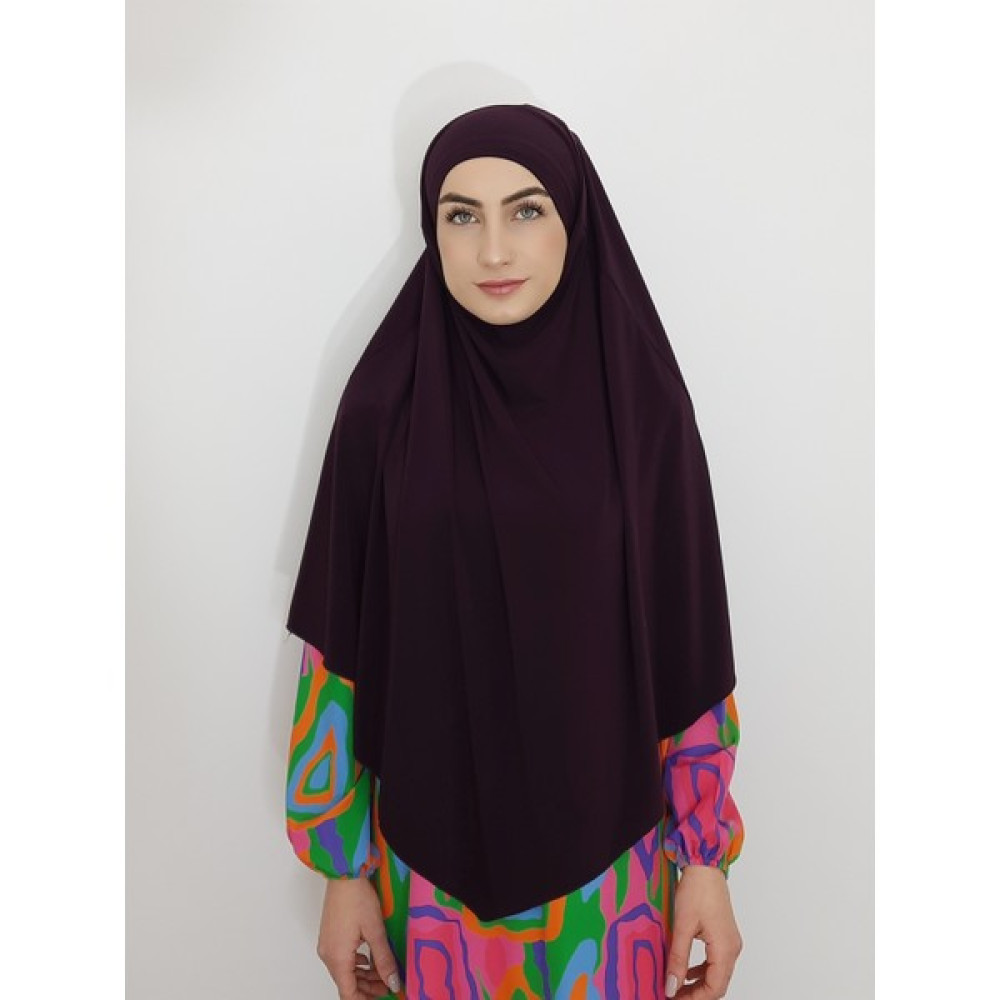 R&S Modibone Hazır Sufle Baglamalı Pratık Peceli Büyük Esarp Khimar Mürdüm Renk Eşarp Fiyatı