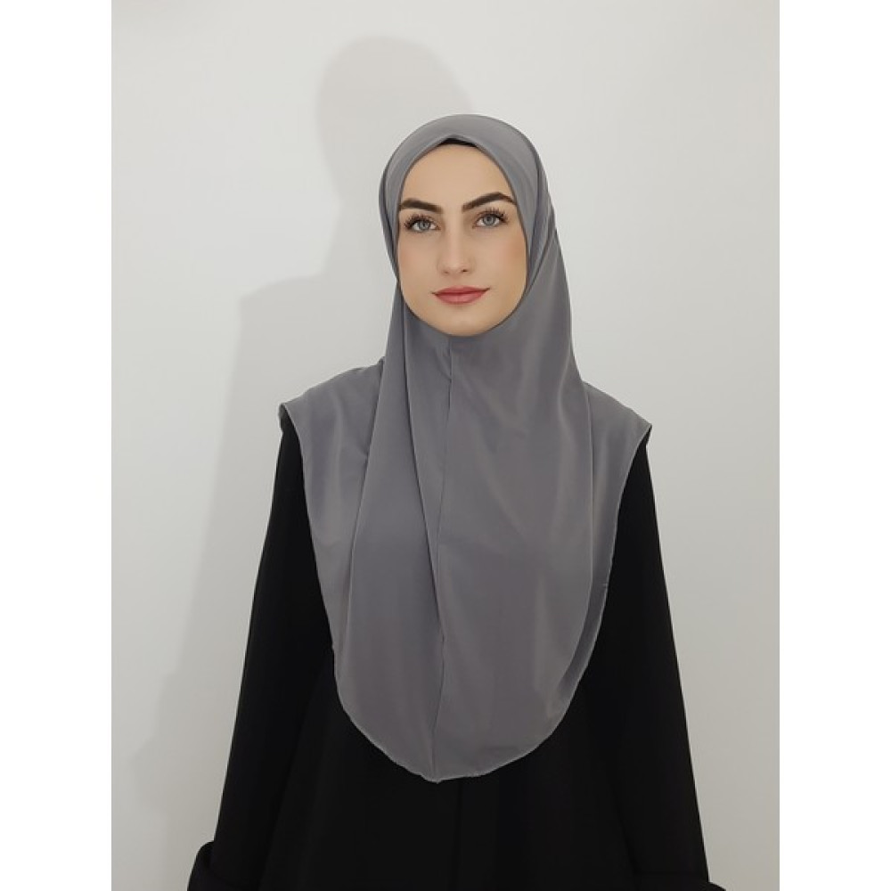 R&S Modibone Namaz Örtüsü Hazır Büyük Esarp Malezya Modeli Khimar Tek Parca Hac ve Umre Icin Gri Renk Eşarp Fiyatı