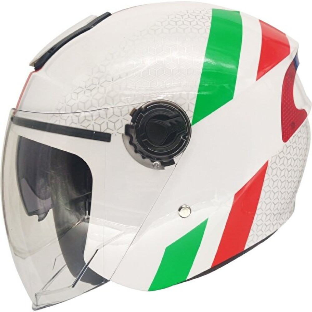 Rsv 618 Güneş Vizörlü Yarım Kask Italyan Desen - XL - Beyaz - Yeşil - Kırmızı Motorsiklet Kaskları Fiyatı
