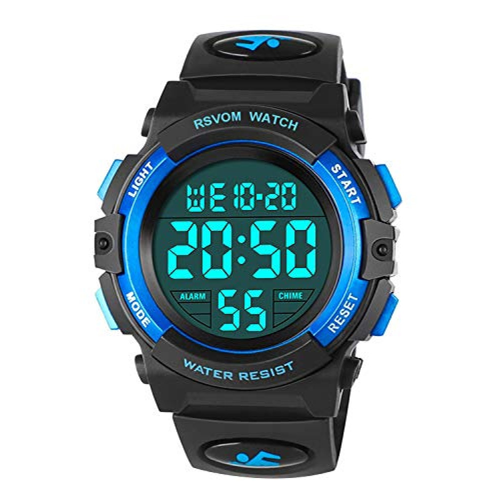 RSVOM Kids Boys Watches, Waterproof Outdoor Digital Sports Watch with Alarm/Stopwatch, Kids Digital Wrist Watches for Birthday Gifts/Gifts Blue, S, Strap, Blue, S, Strap