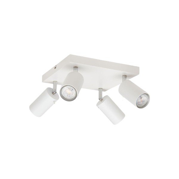 Rsylight Retro Beyaz Kare 180 Derece Hareketli Modern Spor 4 Lü LED Spot Avize Beyaz Ampullü Avize Fiyatı