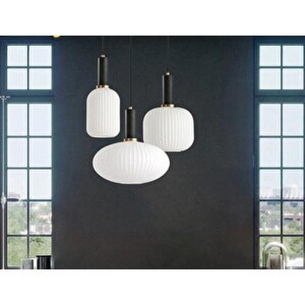 Rsylight Rustik Dekoratif Metal Modern Yuvarlak Siyah Beyaz Opal Camlı 3 Lü Avize Avize Fiyatı