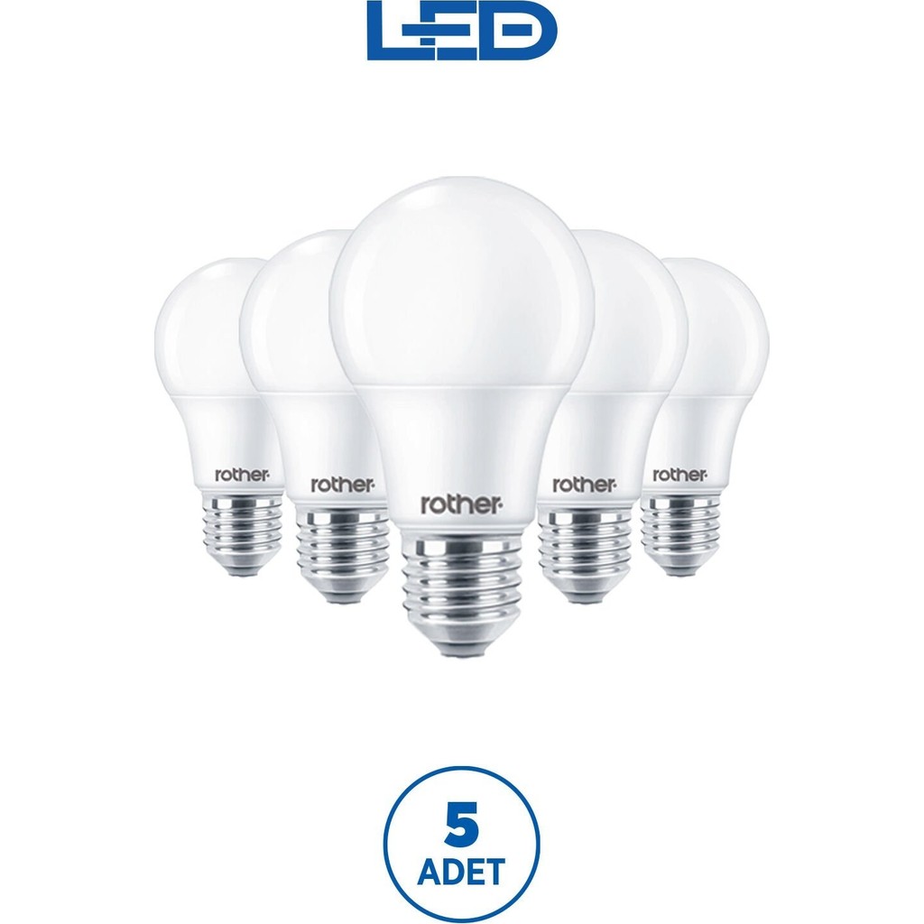 RTL01125-5 Rother A60 LED Ampul 15W E27 1520 Lümen 3000K Sarı Işık Enerji Tasarruflu Ampul 5 Adet Diğer Fiyatı