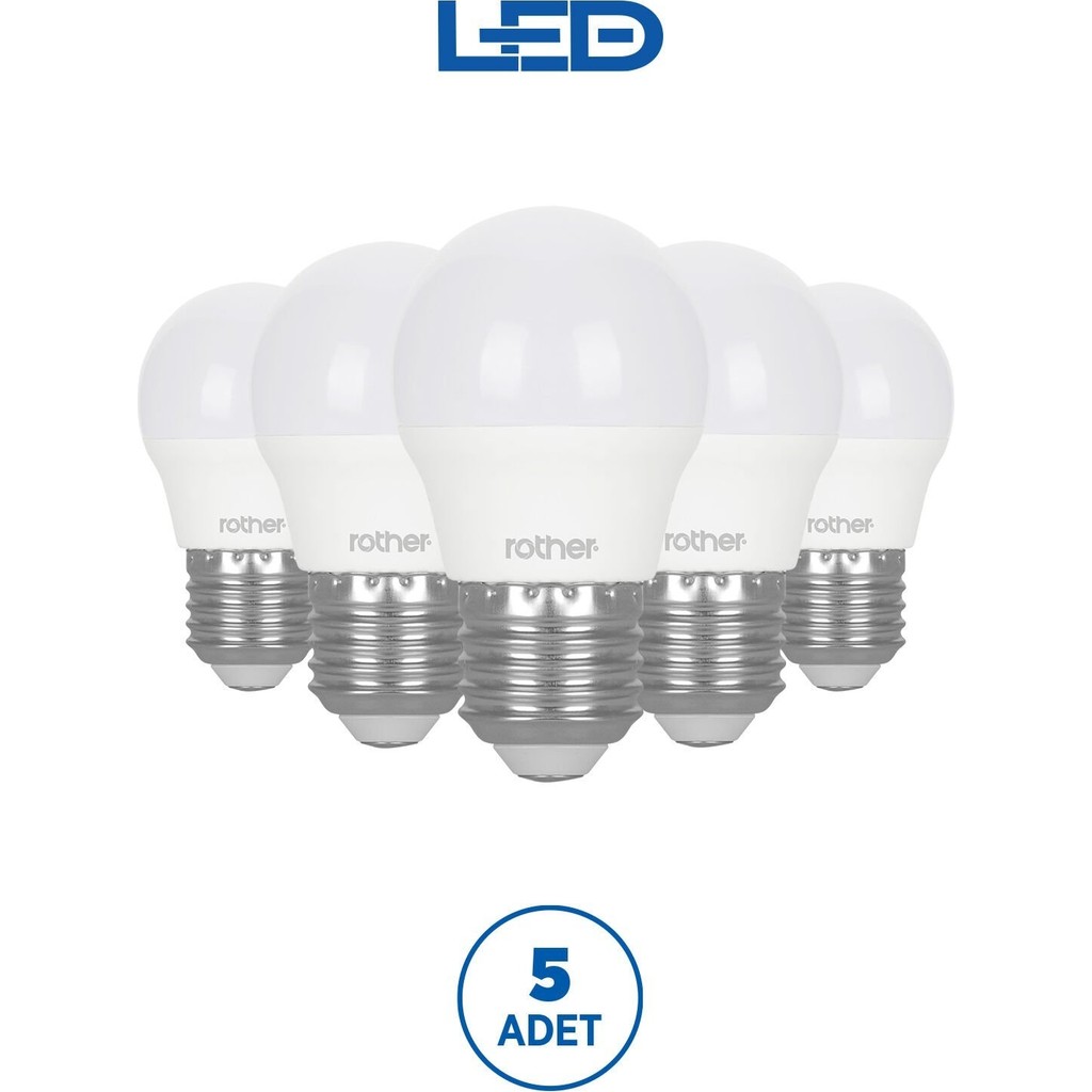 RTL09121-5 Rother G45 LED Ampul 6W E27 470 Lümen 3000K Sarı Işık Enerji Tasarruflu Ampul 5 Adet Diğer Fiyatı
