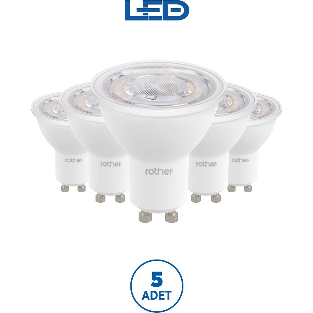 RTL11123-5 Rother GU10 LED Spot Ampul 8W 700 Lümen 3000K Sarı Işık Enerji Tasarruflu Ampul 5 Adet Diğer Fiyatı