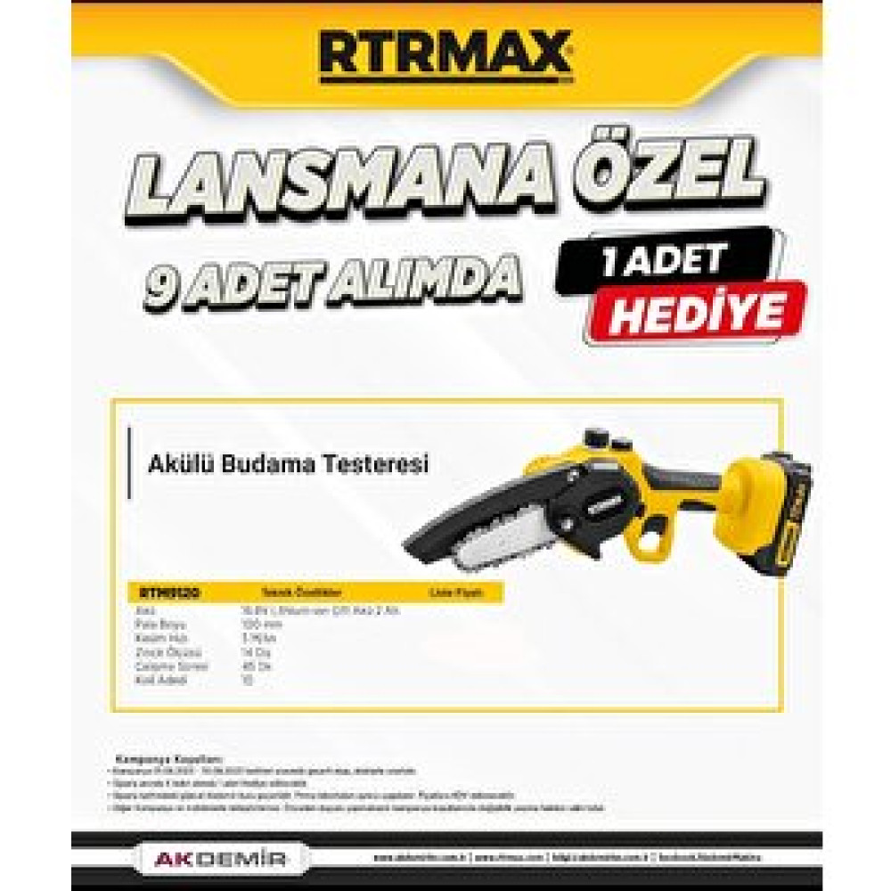 RTRMAX Rtm 9120 Akülü Budama Testere(10 lu paket fiyatıdır) Dal Budama Makineleri Fiyatı