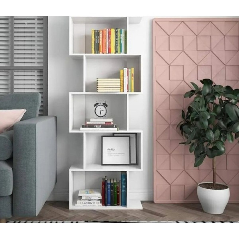 Rual Kids Bebek&çocuk Odası 5 Raflı Dekoratif Geometrik , Yatay ve Dikey Kurulabilen Duvar Rafı&kitaplık - Beyaz Kitaplık Fiyatı